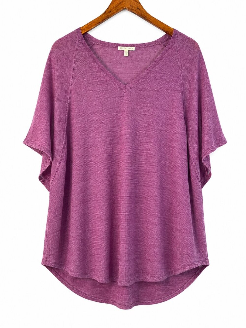 Eileen Fisher 100% Linen V-Neck Tunic Sweater Purple Pink Oversized M - Picture 2 of 10
